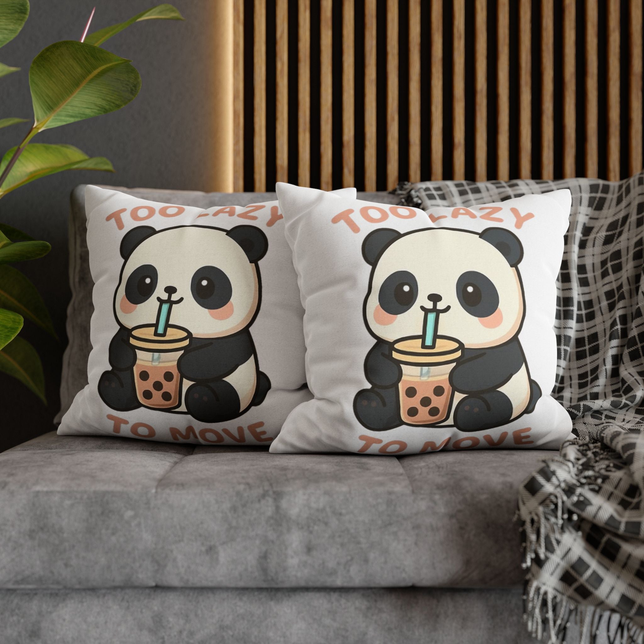 Lazy Panda Pillowcase - Cozy Decor, Cute Gift, Home Accessory, Animal Lover Decor, Funny Bedroom Pillow 20" × 20" Home Decor