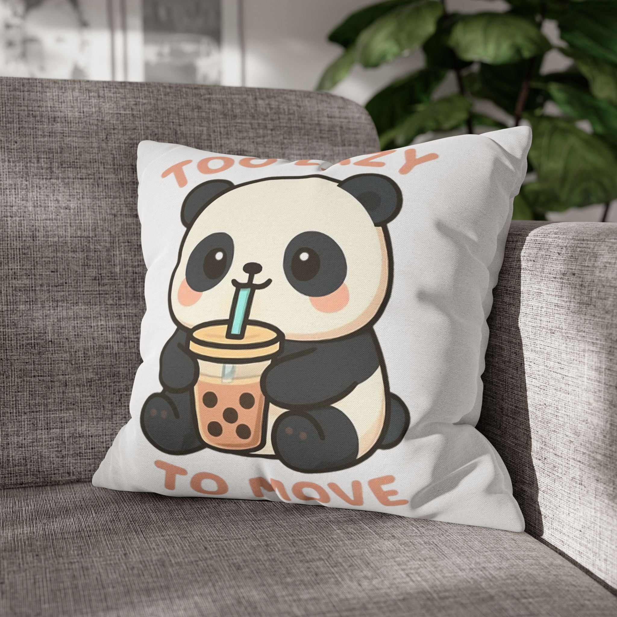 Lazy Panda Pillowcase - Cozy Decor, Cute Gift, Home Accessory, Animal Lover Decor, Funny Bedroom Pillow 20" × 20" Home Decor