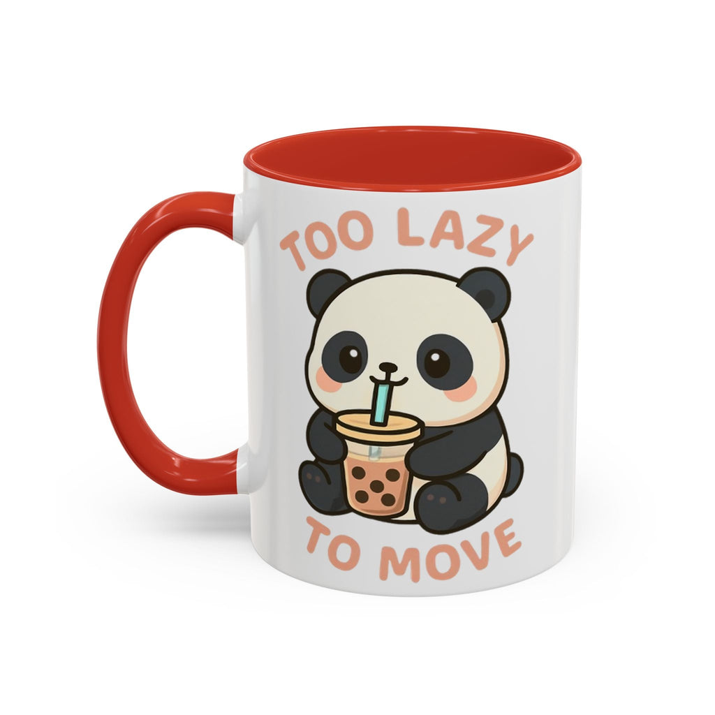 Cute Panda Accent Coffee Mug - Too Lazy to Move, Gift for Panda Lovers, Funny Tea Cup, Kawaii Kitchen Decor, Cozy Morning Mug 15oz Orange Mug