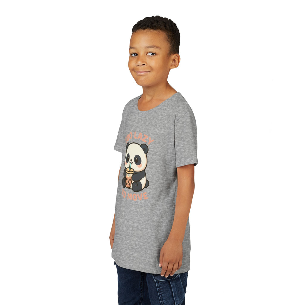 Cute Panda Youth Tee - "Too Lazy To Move" - Fun Casual Wear, Gift for Kids, Animal Lover Shirt, Birthday Present, Summer Outfit Pink Kids clothes
