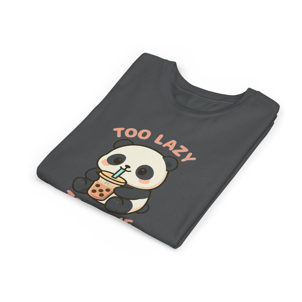 Cute Panda Youth Tee - "Too Lazy To Move" - Fun Casual Wear, Gift for Kids, Animal Lover Shirt, Birthday Present, Summer Outfit Pink Kids clothes