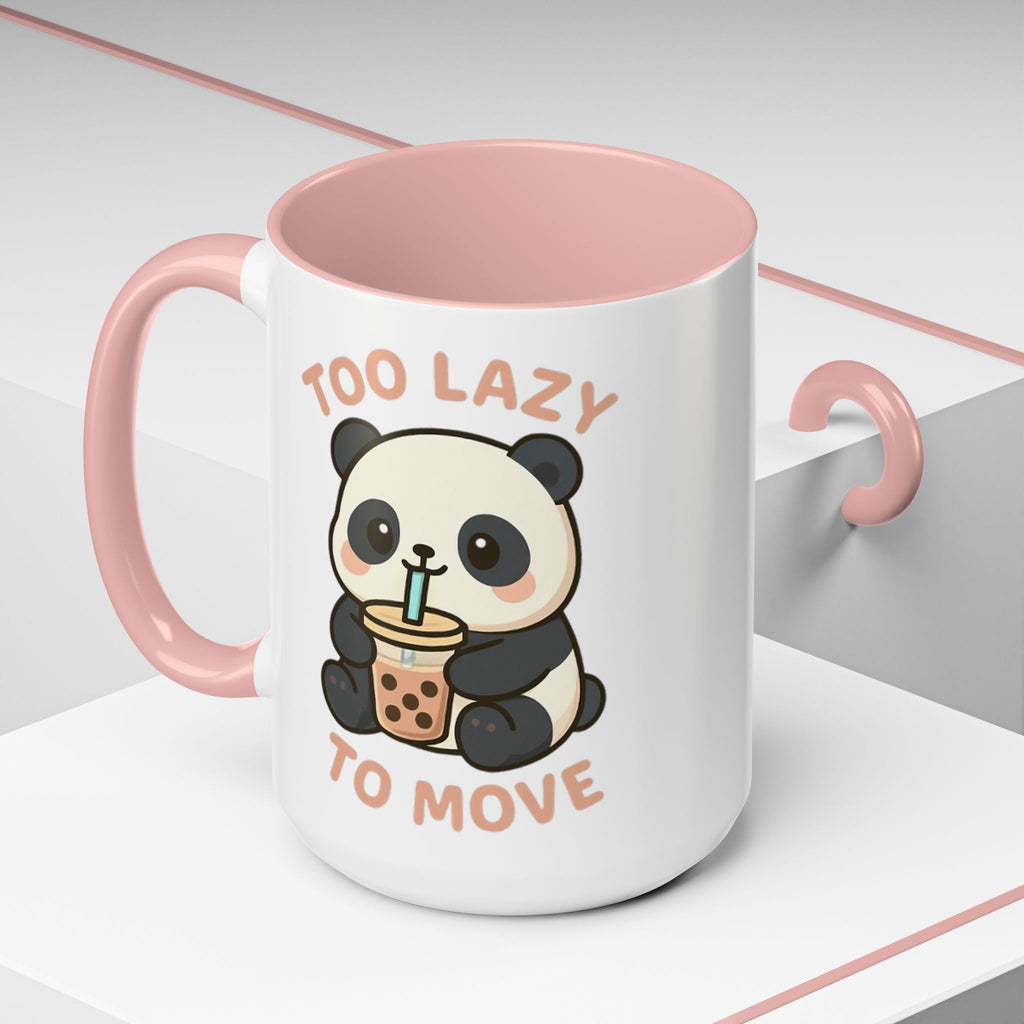 Cute Panda Accent Coffee Mug - Too Lazy to Move, Gift for Panda Lovers, Funny Tea Cup, Kawaii Kitchen Decor, Cozy Morning Mug 15oz Orange Mug