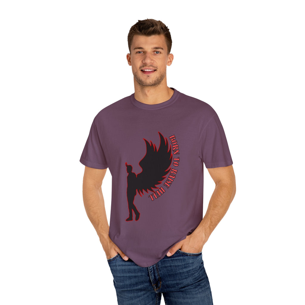 Devil Wings Unisex T-shirt - Born to Raise Hell Design Berry T-Shirt