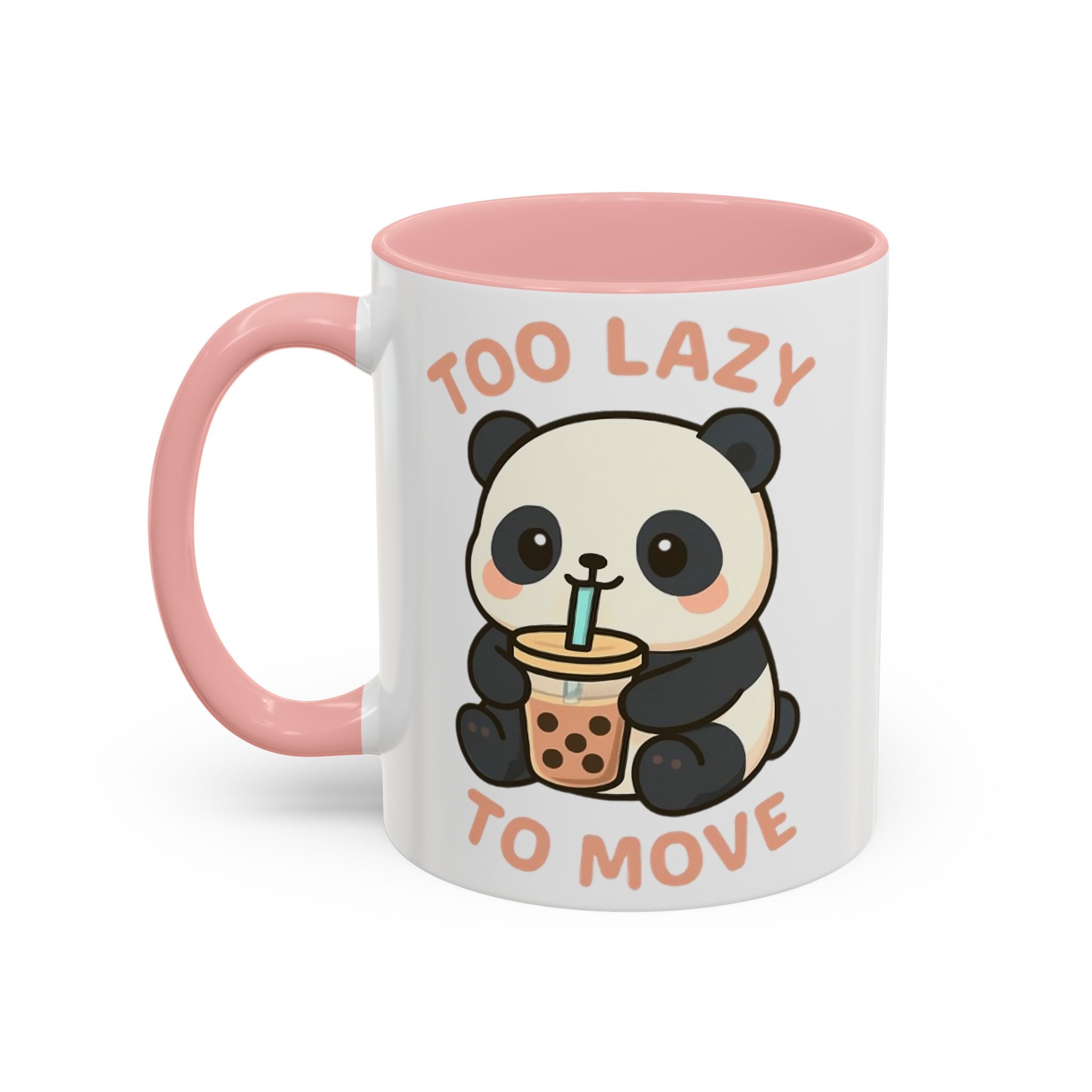 Cute Panda Accent Coffee Mug - Too Lazy to Move, Gift for Panda Lovers, Funny Tea Cup, Kawaii Kitchen Decor, Cozy Morning Mug 15oz Orange Mug