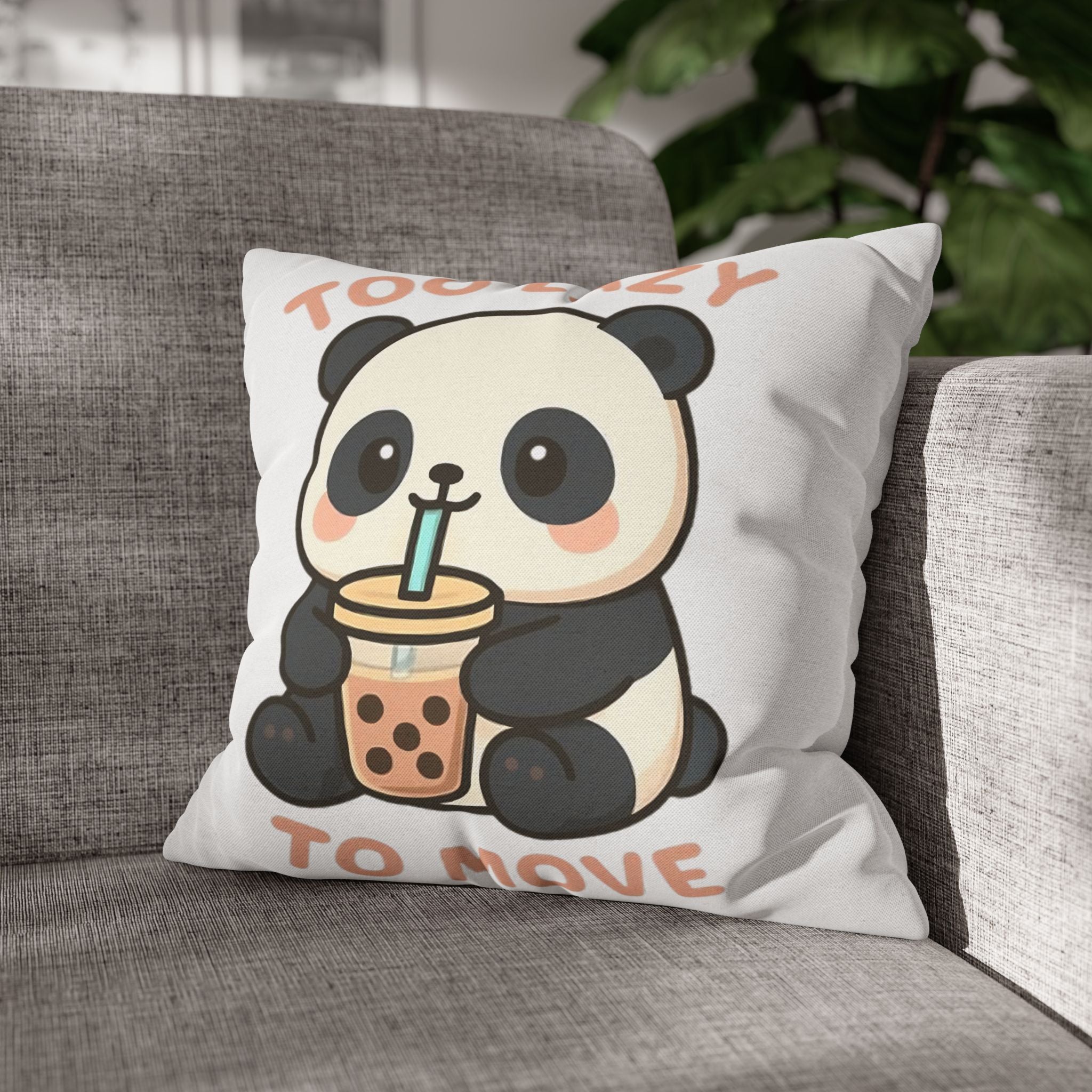Lazy Panda Pillowcase - Cozy Decor, Cute Gift, Home Accessory, Animal Lover Decor, Funny Bedroom Pillow 20" × 20" Home Decor