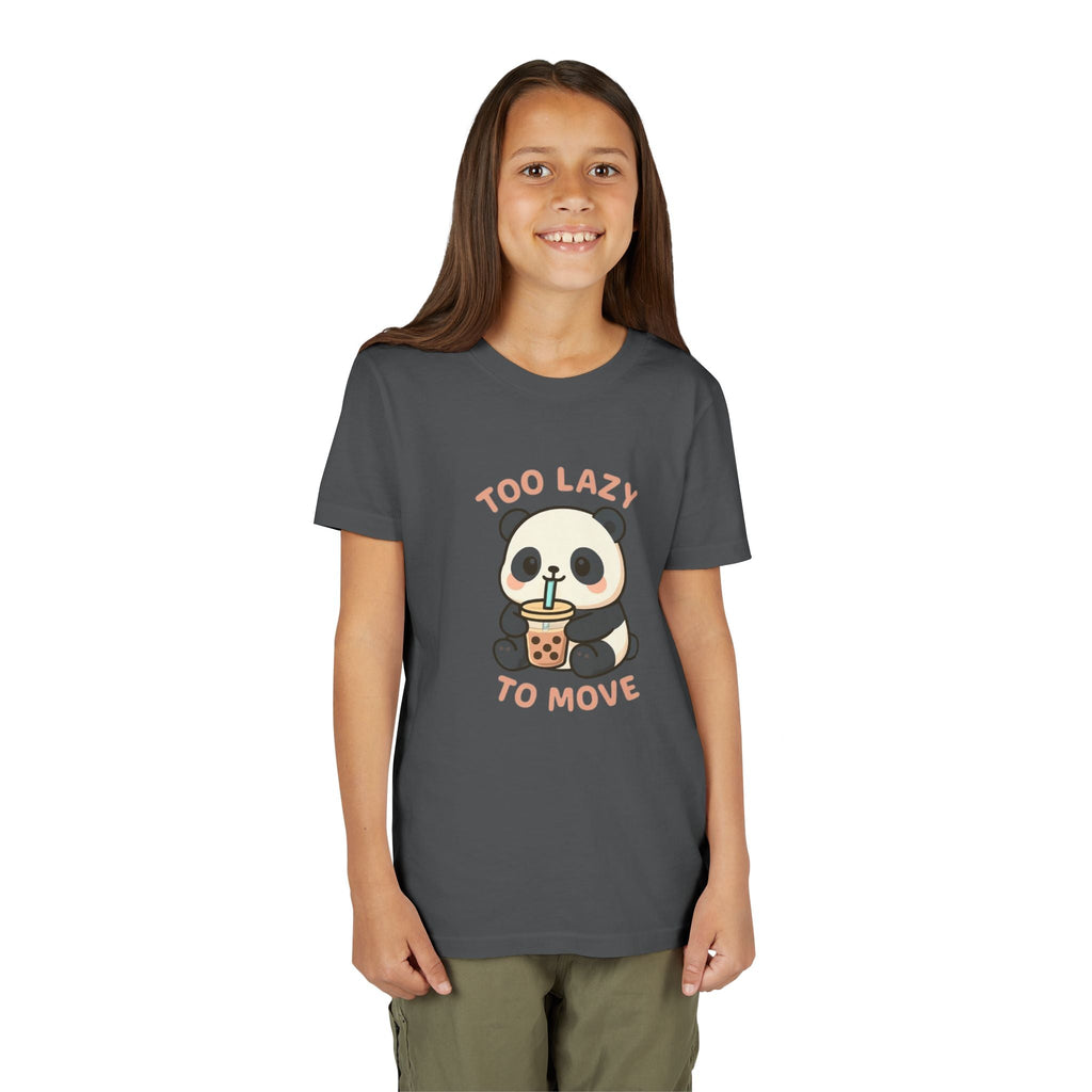 Cute Panda Youth Tee - "Too Lazy To Move" - Fun Casual Wear, Gift for Kids, Animal Lover Shirt, Birthday Present, Summer Outfit Pink Kids clothes