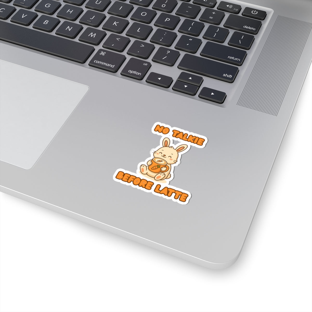 Cute Bunny Sticker - "No Talkie Before Latte"
