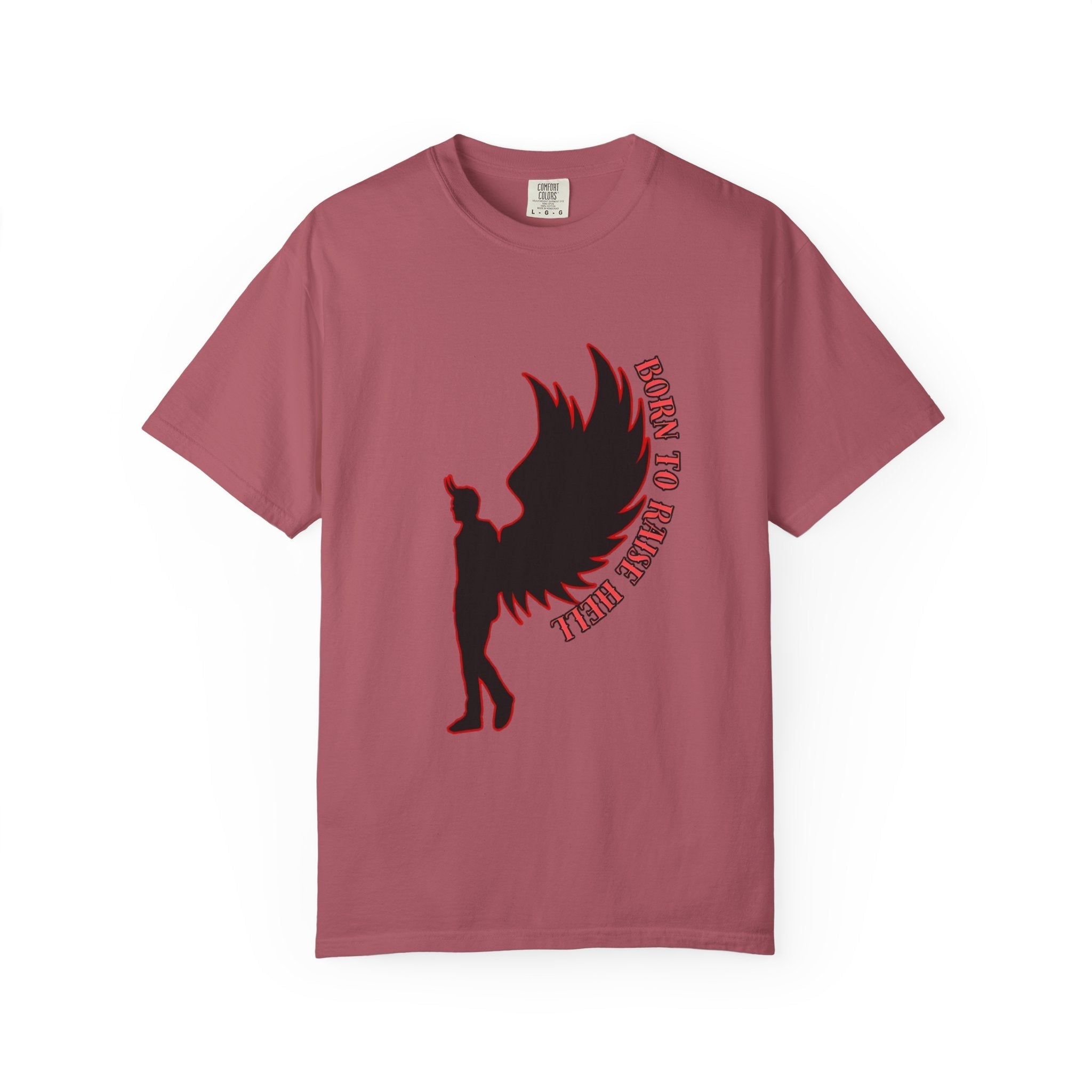 Devil Wings Unisex T-shirt - Born to Raise Hell Design Crimson T-Shirt