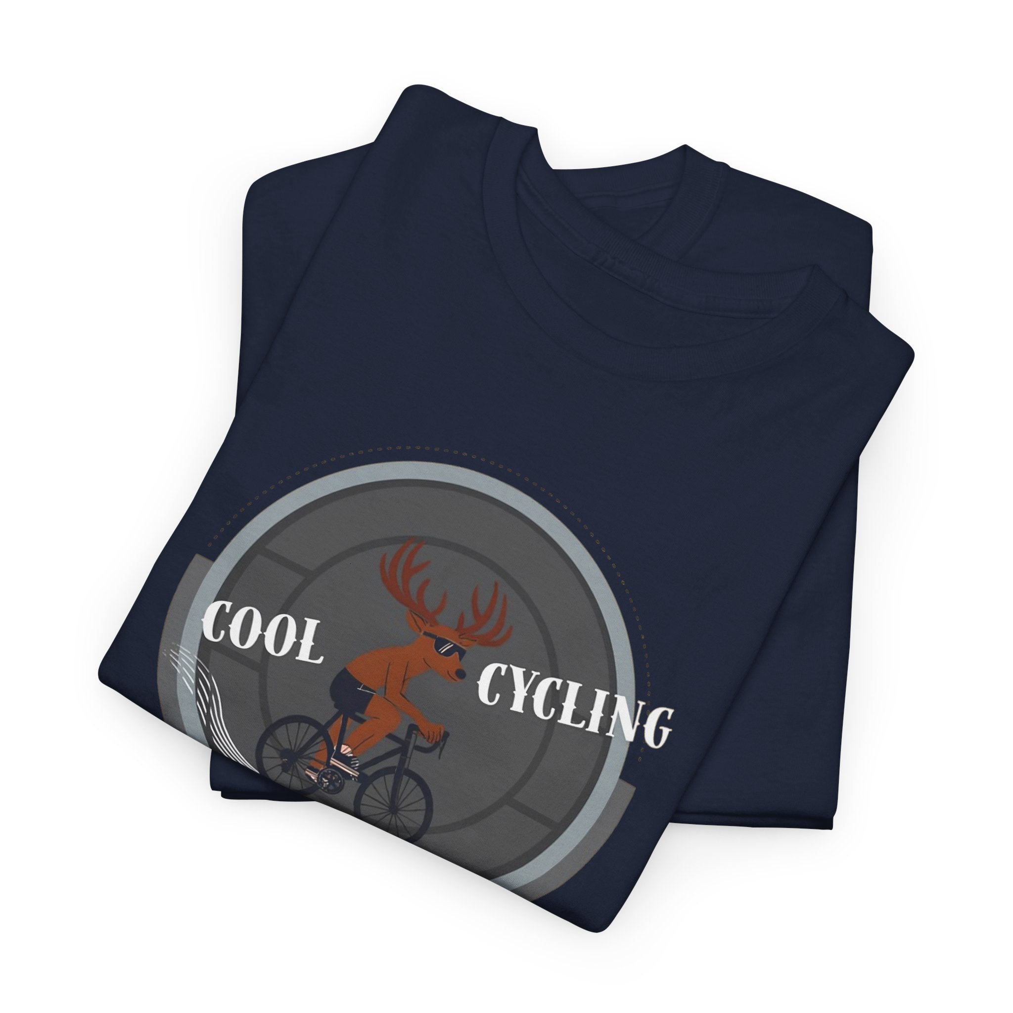 Kool Cycling Tee - Unisex Heavy Cotton, Casual Wear, Biking Gift, Cycling Apparel, Outdoor Activities, Fun Exercise Top Navy T-Shirt