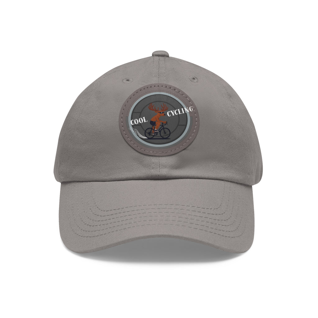 Cool Cycling Dad Hat with Leather Patch, Casual Cap for Cyclists, Gift for Dads, Summer Accessories, Outdoor Gear, Father's Day Gift Grey Grey patch Circle One size Hats