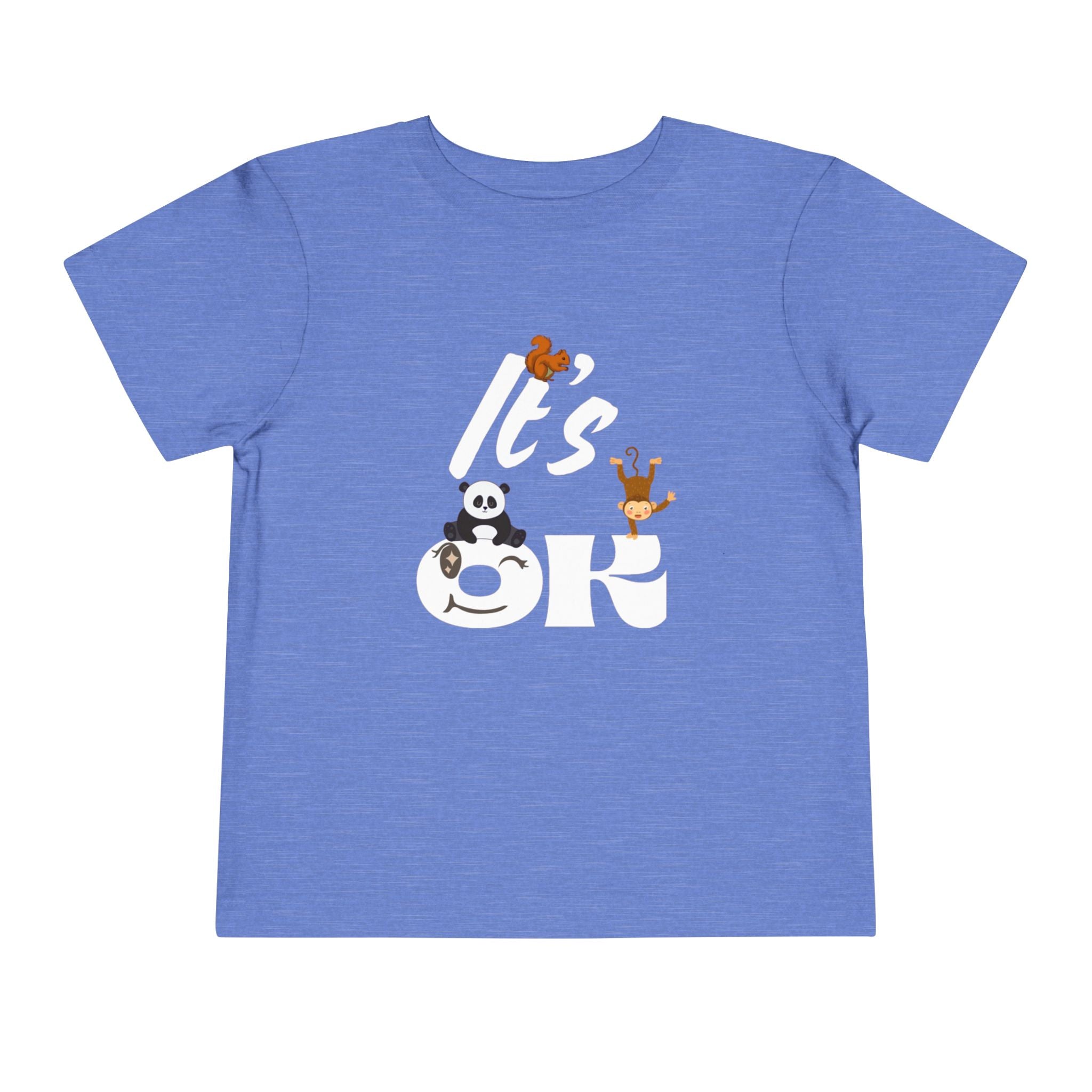Toddler Short Sleeve Tee - Adorable Kids Shirt with 'It's OK' Design, Perfect for Everyday Wear, Birthday Gifts, Playdates, Baby [...] Heather Columbia Blue Kids clothes