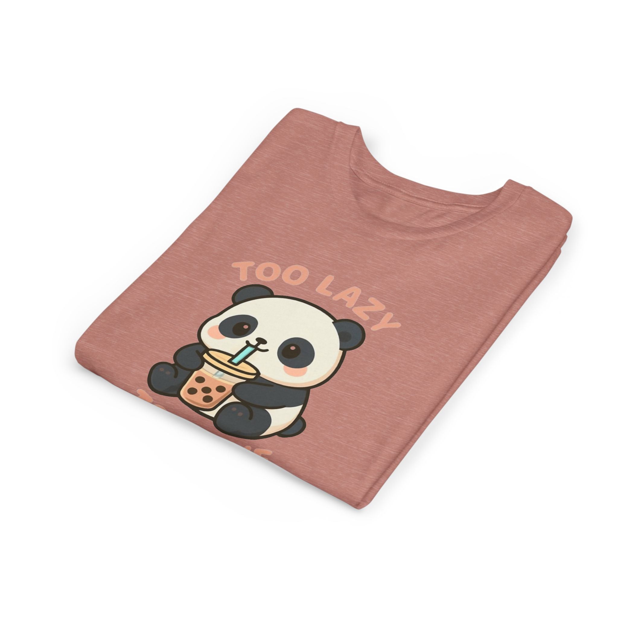 Cute Panda Youth Tee - "Too Lazy To Move" - Fun Casual Wear, Gift for Kids, Animal Lover Shirt, Birthday Present, Summer Outfit Pink Kids clothes