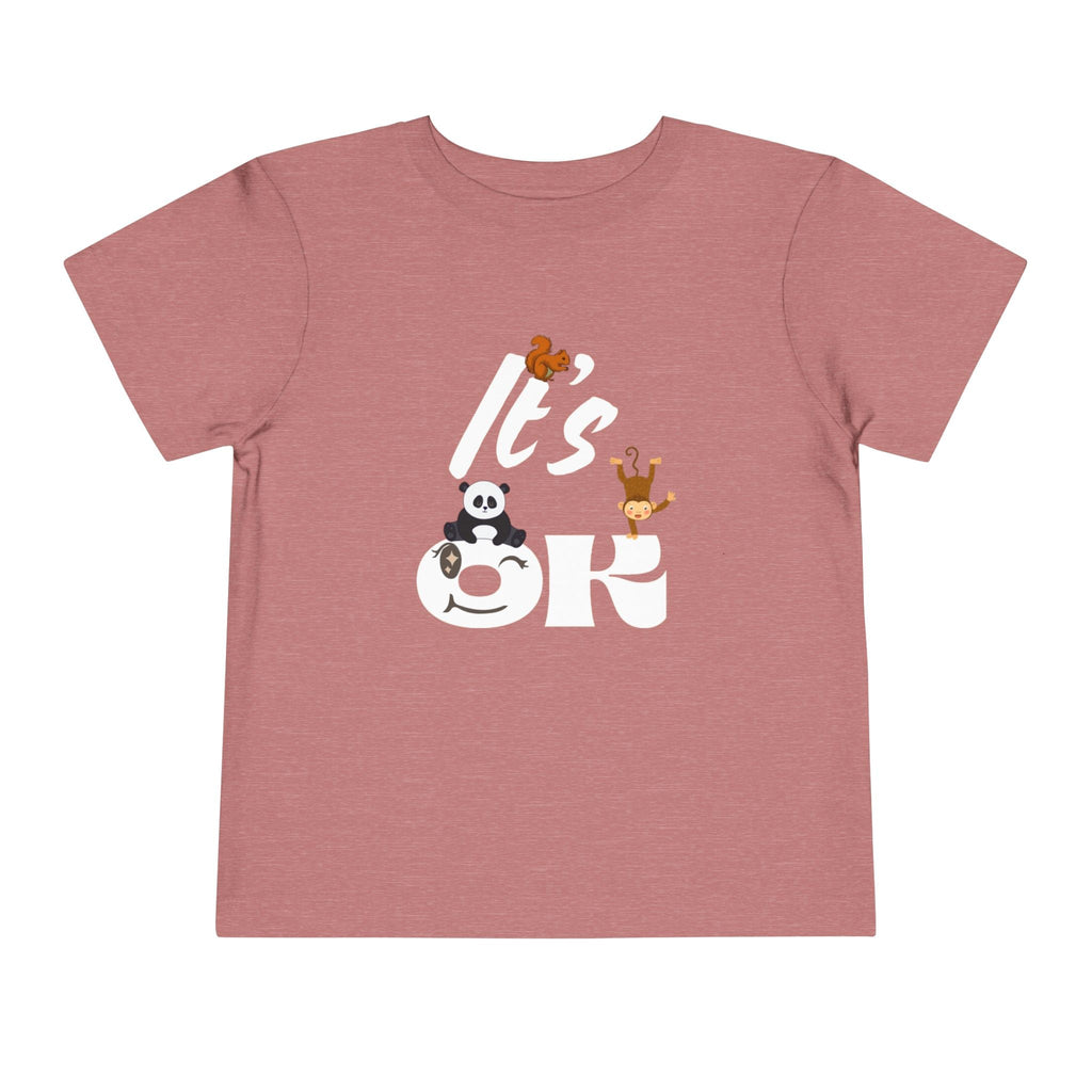 Toddler Short Sleeve Tee - Adorable Kids Shirt with 'It's OK' Design, Perfect for Everyday Wear, Birthday Gifts, Playdates, Baby [...] Heather Mauve Kids clothes