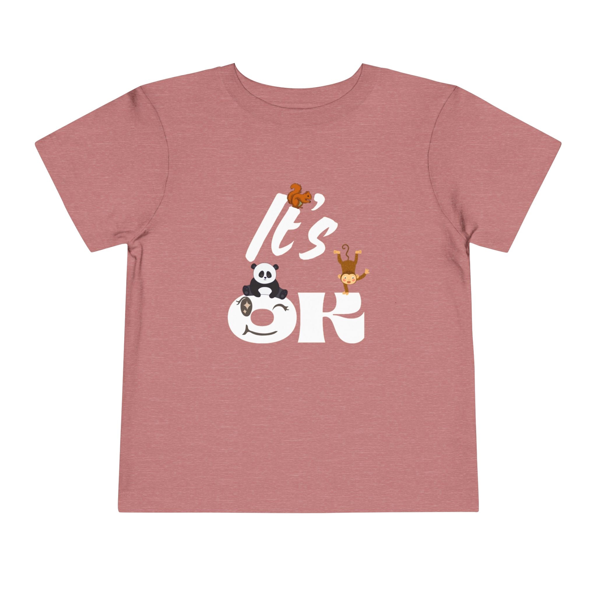 Toddler Short Sleeve Tee - Adorable Kids Shirt with 'It's OK' Design, Perfect for Everyday Wear, Birthday Gifts, Playdates, Baby [...] Heather Mauve Kids clothes